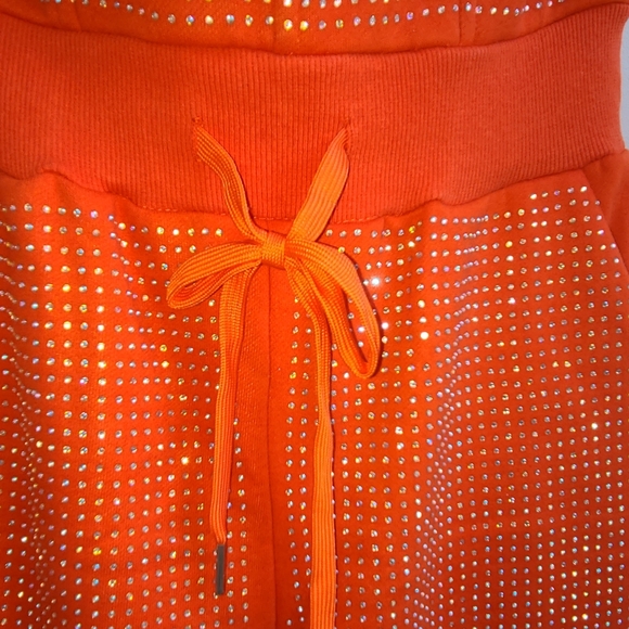 Akira "As If" Corset Rhinestone Jogger in Orange, Bottom Only - Picture 9 of 10
